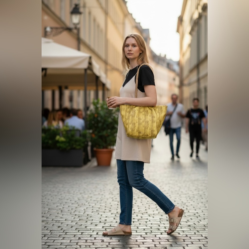 Vince Camuto Yellow and Black Shoulder Bag with Slouchy Design, - Picture 2 of 15